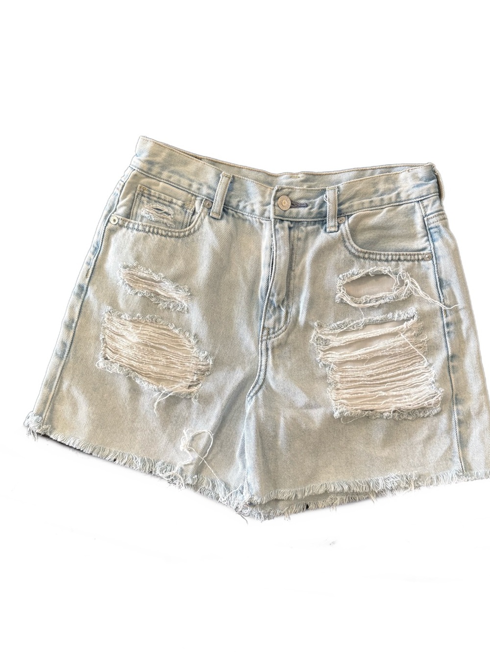 American Eagle Outfitters “Mom Shorts” Light Wash Distressed Denim Size 4 - Picture 4 of 11